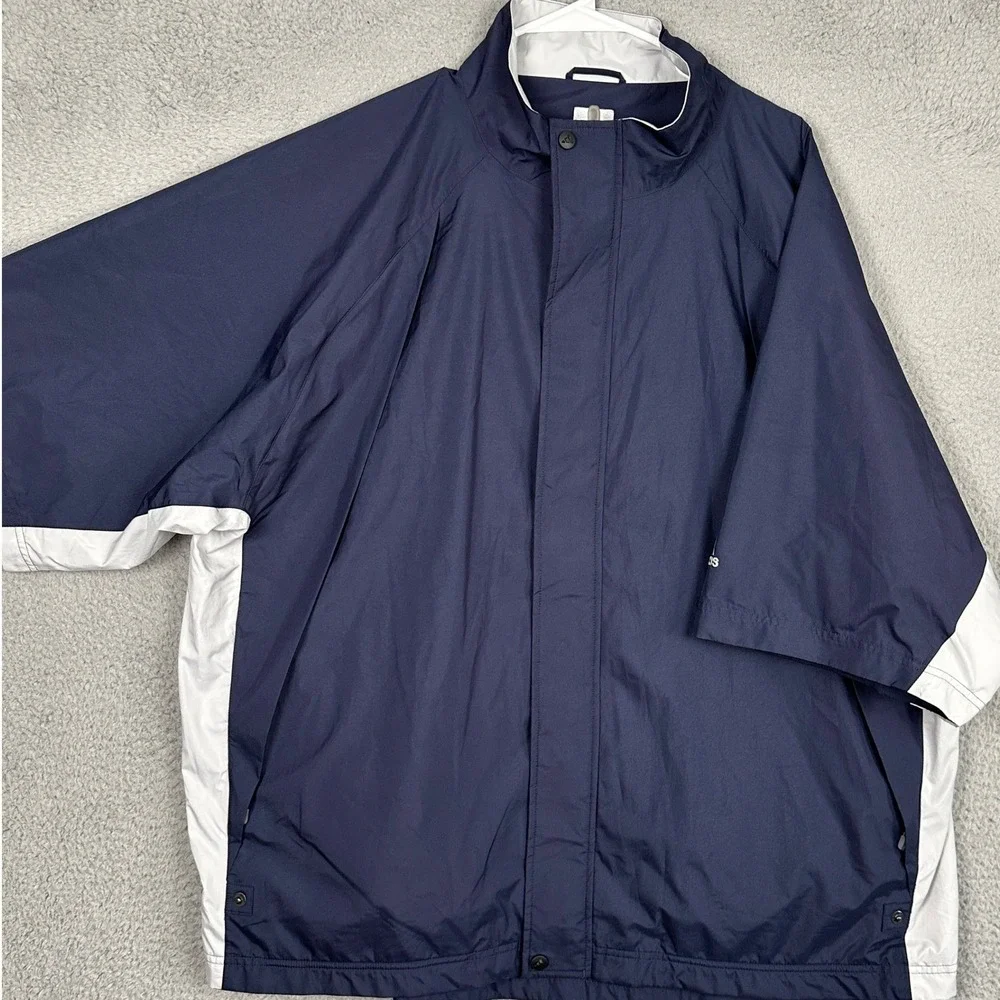 Adidas ClimaShell Jacket Mens 2XL Blue Windbreaker Snap Zip Short Sleeve Vented
